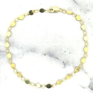 14K Yellow Gold 4mm Wide Lobster Claw 7-inch Specialty Chain Minimalist Bracelet